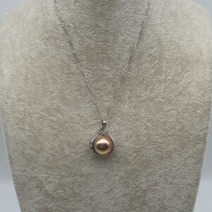 Elegant South Sea Golden Pink Akoya Pearl Pendant Necklace